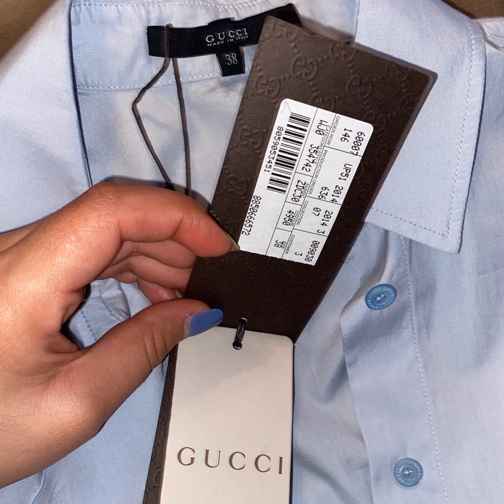 SOLD GUCCI Light blue cotton button down shirt sold